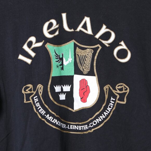 Ireland Graphic T-Shirt St. Paddys Day Party Black Green 100% Cotton - Picture 3 of 7